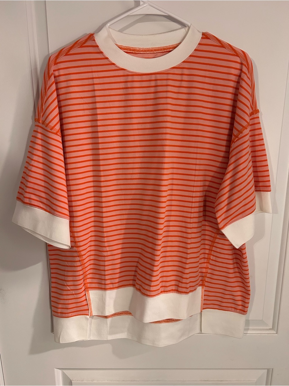 Striped Orange and White Tee - Size M